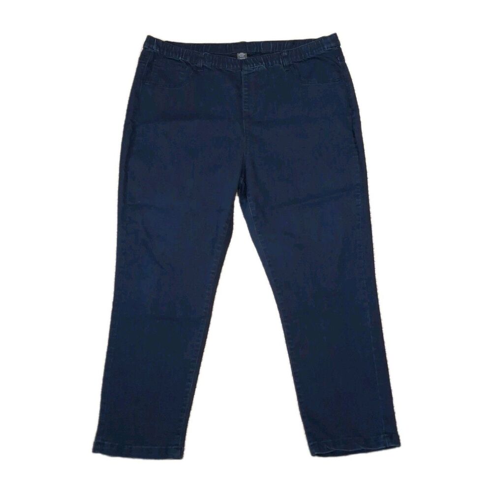 MASSINI 20W JEANS WOMEN BLUE DENIM PULL ON PANTS PLUS SIZE STRETCH COMFORT CAPRI